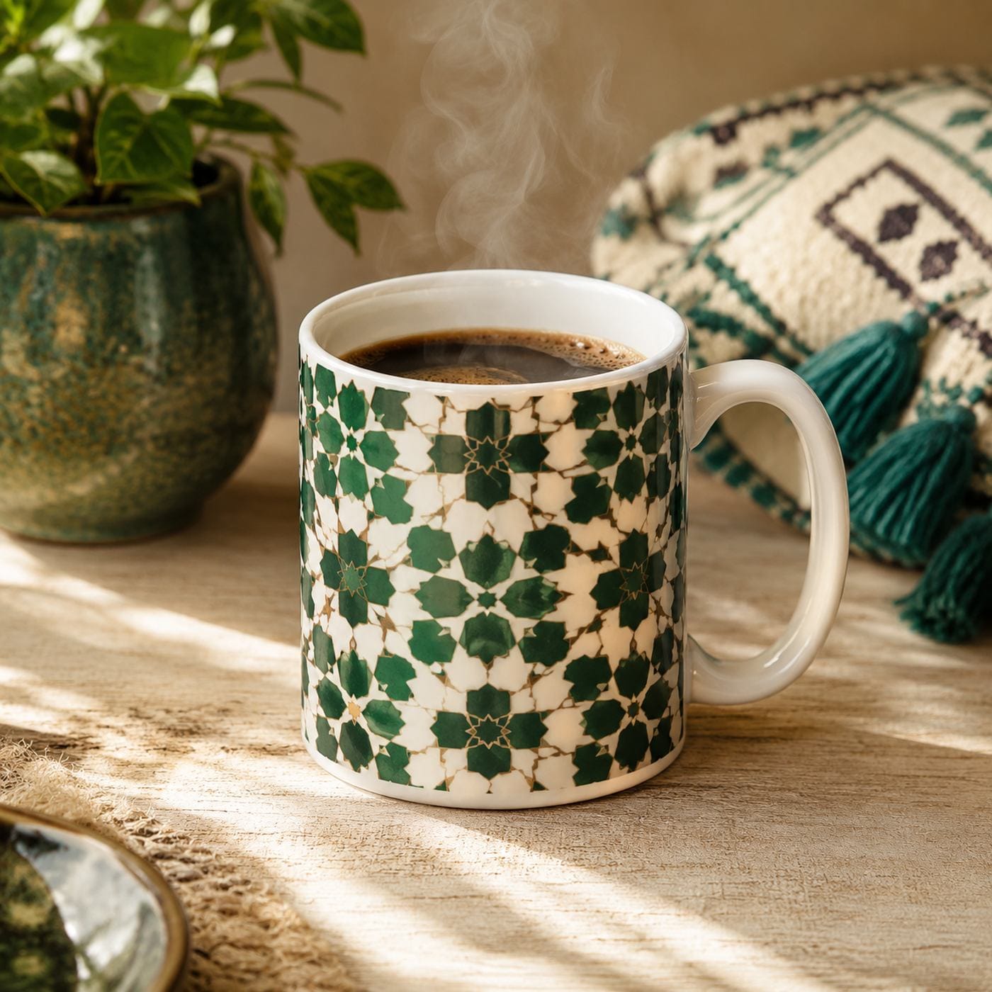 Mug zellige émeraude MaisonBladi dans une cuisine